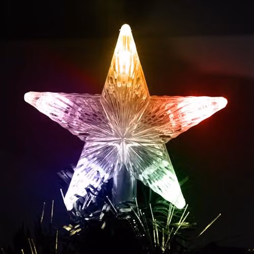 Shatchi 60 cm Green Fibre Optic Christmas Tree with Pastel Stars and Baubles, Pre-Lit with Multicolour Changing Lights, H 60 x W 35 x D 35 cm – 3
