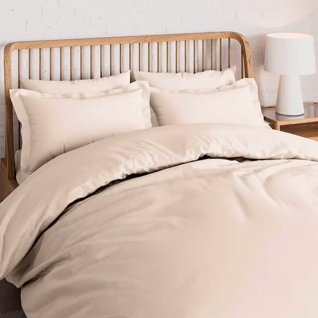 Bedeck Luxury 500 Thread Count Mako Satin Cotton Duvet Cover in Beige