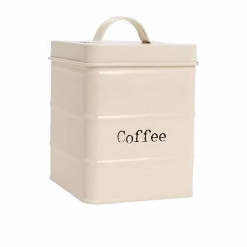 Harbour Housewares Metal Coffee Storage Canister with Airtight Lid, Beige – 1