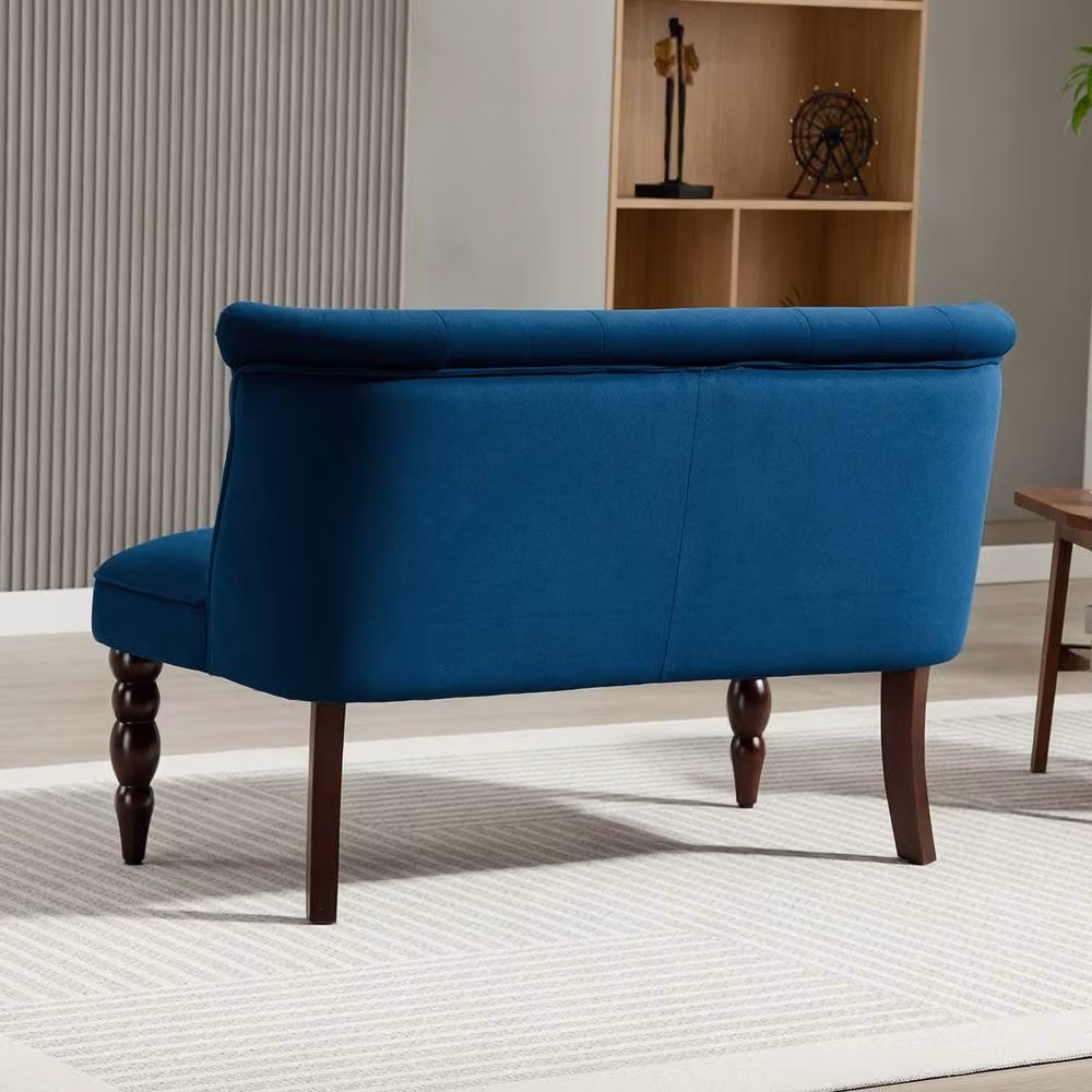ERGOVEXA Blue Velvet 2 Seater Sofa with Solid Wood Frame – 7