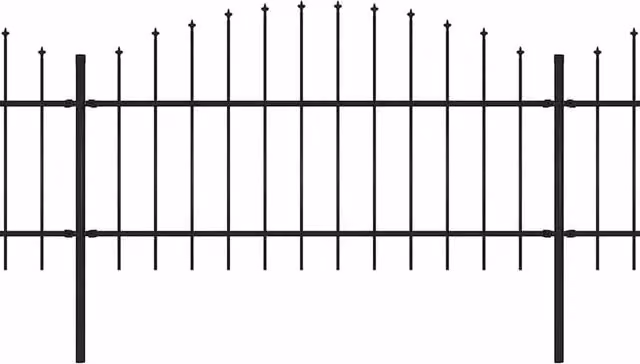 Berkfield Black Steel Spear Top Garden Fence, 15.3 m Length