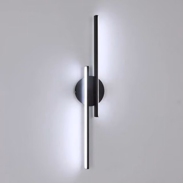 COMELY Modern LED Wall Light, 24W Round Up and Down Lamp in Black with 6500K Cool White Light – 1