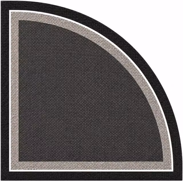 KORVIXA Non-Slip Triangle Corner Area Rug in Black, Diameter: 100 cm