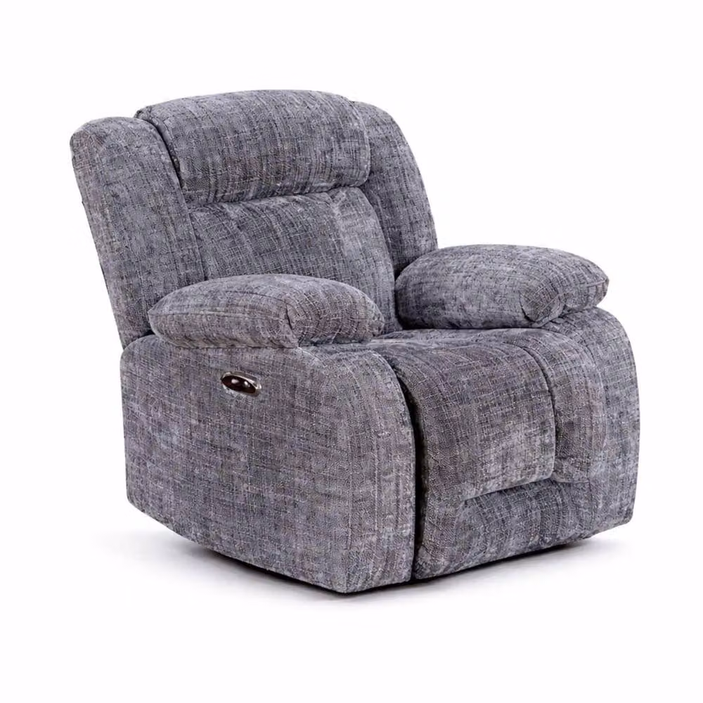 Furnishings For Less UK Unico Grey Fabric 3 Piece Reclining Sofa Suite with 3 Seater Sofa, 2 Armchairs, USB Charging and Cup Holders – 2