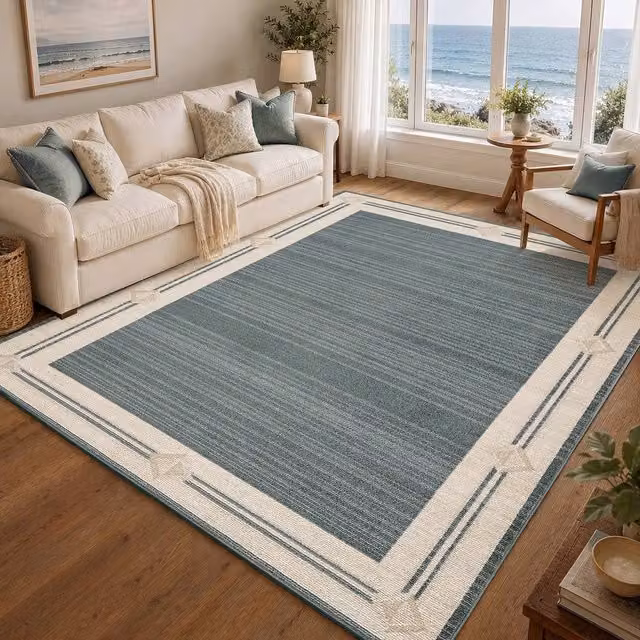 Livabliss Fifth Avenue Gilded Border Rug in Blue, W: 153 cm, D: 220 cm – 1