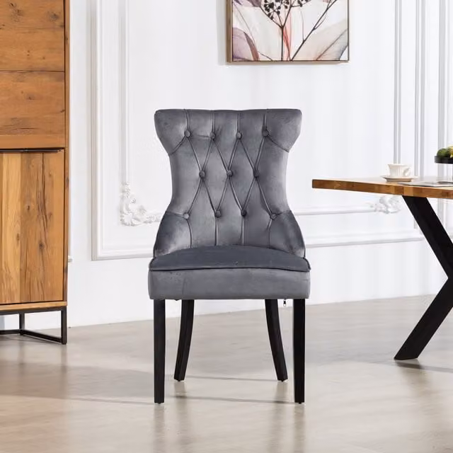 Artemis Home Genola Velvet Fabric Dining Chairs, Set of 2, Grey