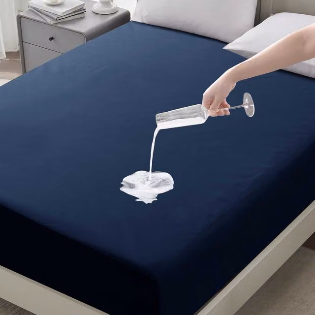 Cotton Passion Waterproof Fitted Sheet, Blue, W: 180 cm, D: 200 cm, Allergy Friendly and Breathable
