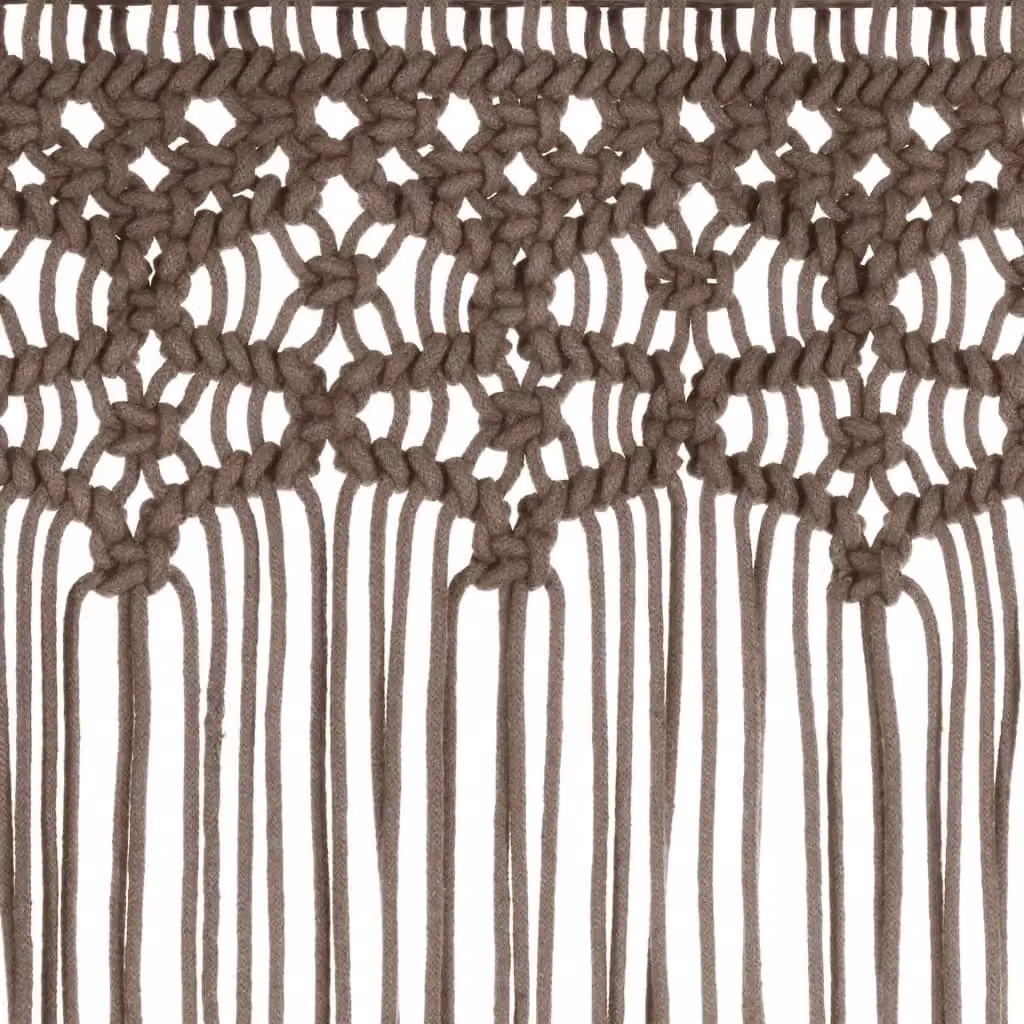 Berkfield Home Taupe Macrame Cotton Curtain W/H: 140 x 240 cm – 3