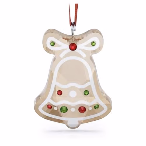 Swarovski Holiday Cheers Gingerbread Bell Ornament in Gold and Red