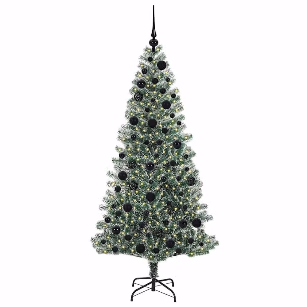 Berkfield Home Snow Flocked Artificial Christmas Tree with LED Lights, Green, Height: 180 cm – 3