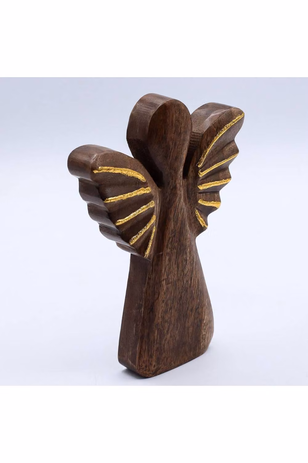 KDMD Large Hand-Carved Mango Wood Angel Tabletop Decor with Gold Wings in Brown – 2