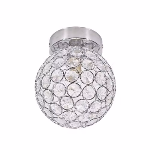 ValueLights Silver Chrome Sphere Globe Acrylic Jewel Flush Ceiling Light with LED Bulb