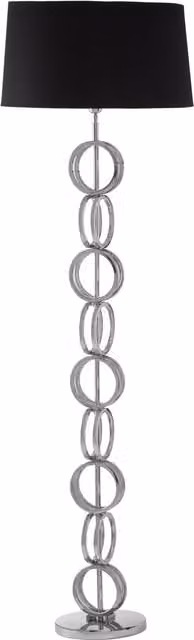 Fifty Five South Orsina Floor Lamp with Multi Ring Base and Black Fabric Shade in Black and Silver – 1