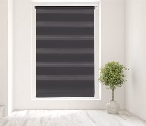 Caecus Day and Night Striped Blind in Black, W: 80 cm, H: 210 cm