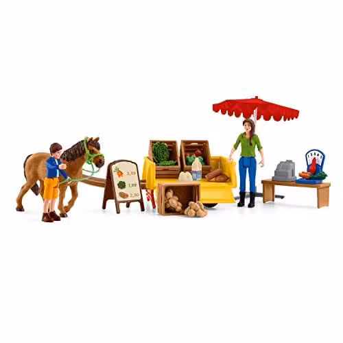 Schleich Farm World Sunny Day Mobile Farm Stand 39-Piece Multicolour Playset 42528