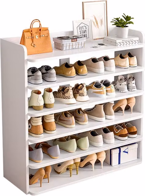 Livingandhome Multi-Tier Vertical Shoe Rack in White