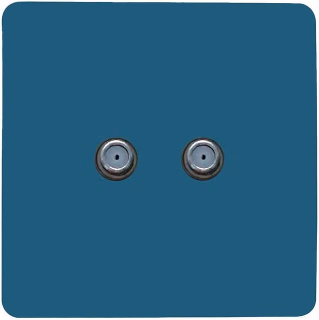 Trendi Switch 2 Gang Male F-Type Satellite Television Flush Socket - Ocean Blue