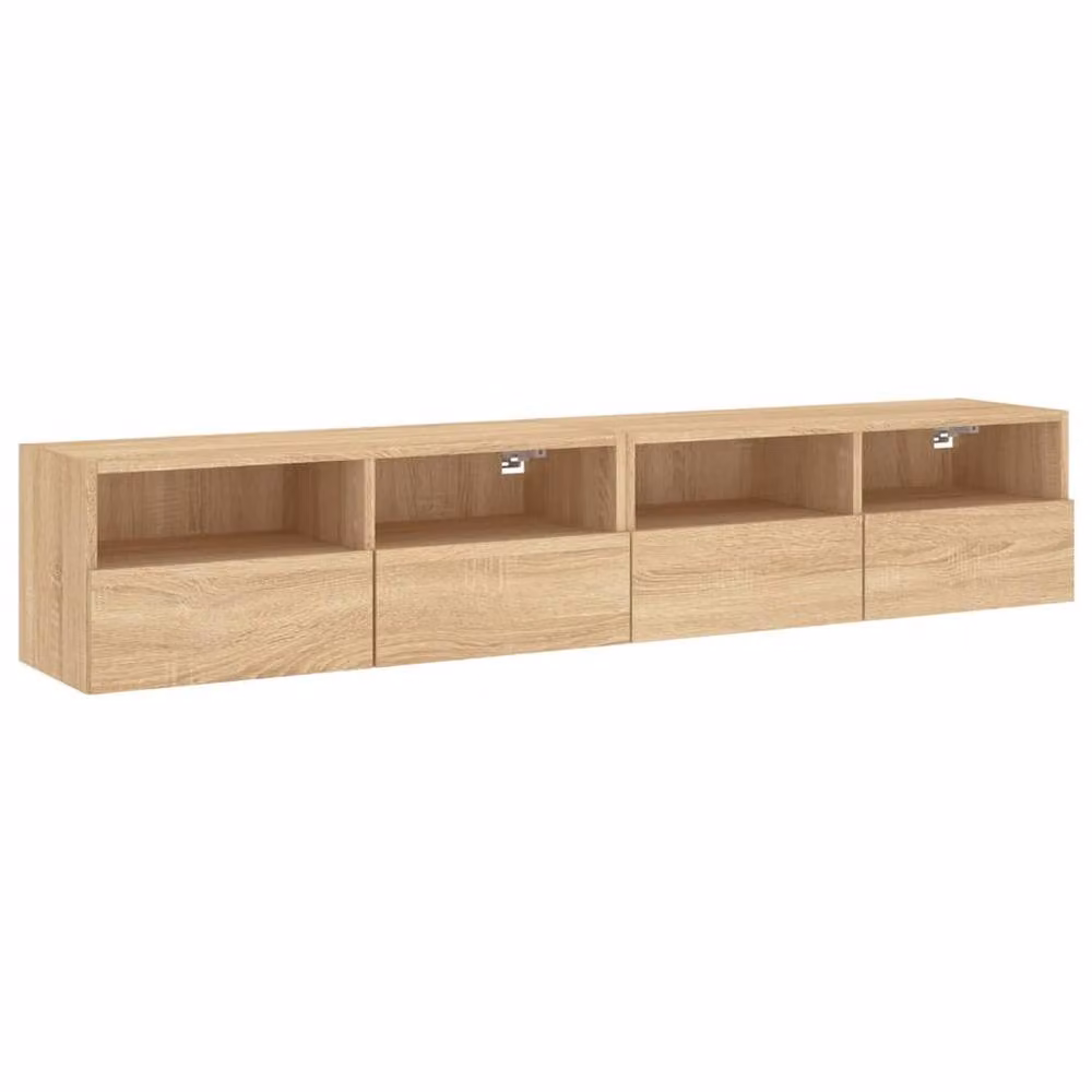 Berkfield Home Set of 2 Sonoma Oak TV Wall Cabinets in Light Tan, W/D/H: 80 x 30 x 30 cm – 2