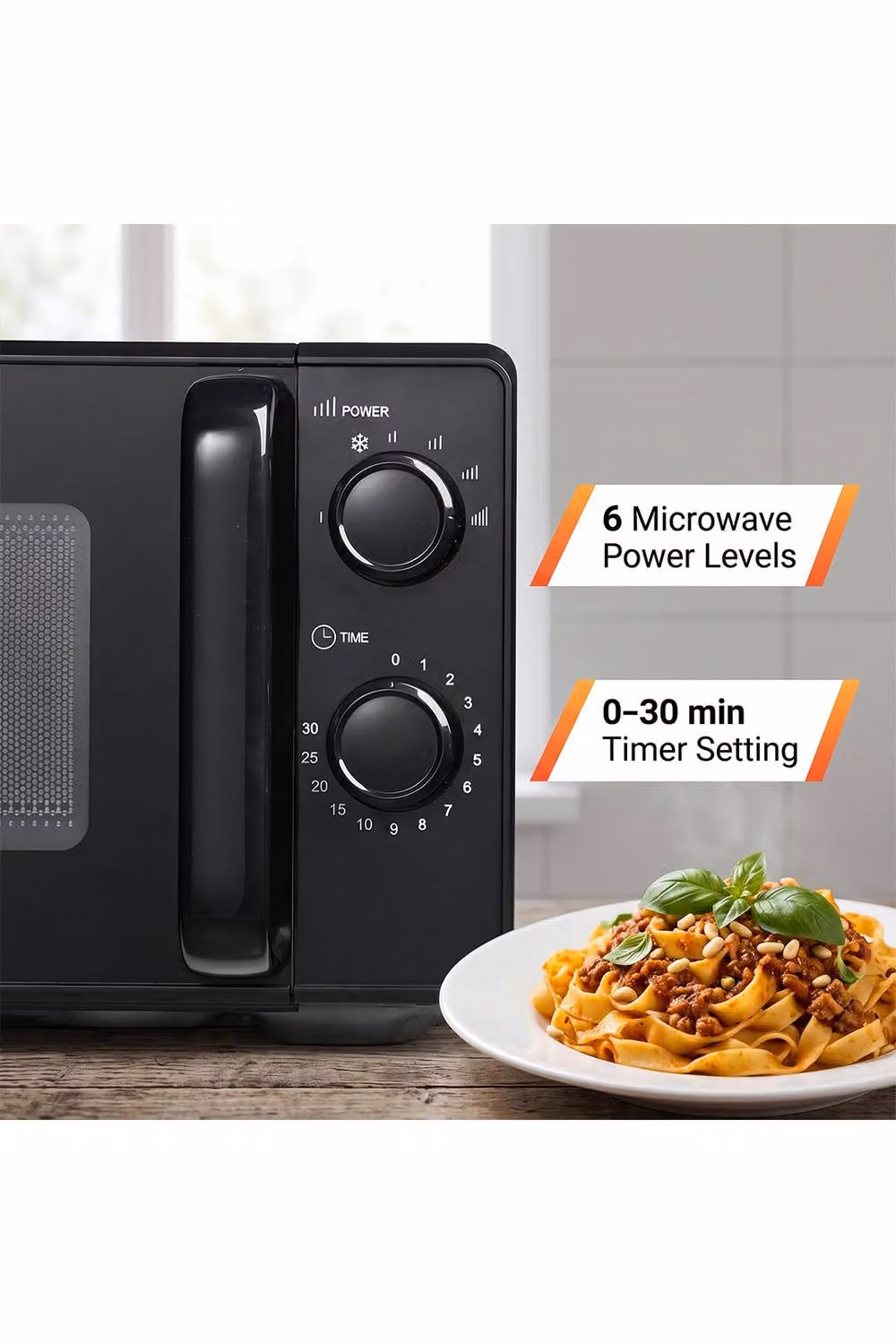 Living and Home 20L Solo Mechanical Microwave Oven, 700W, Black – 4