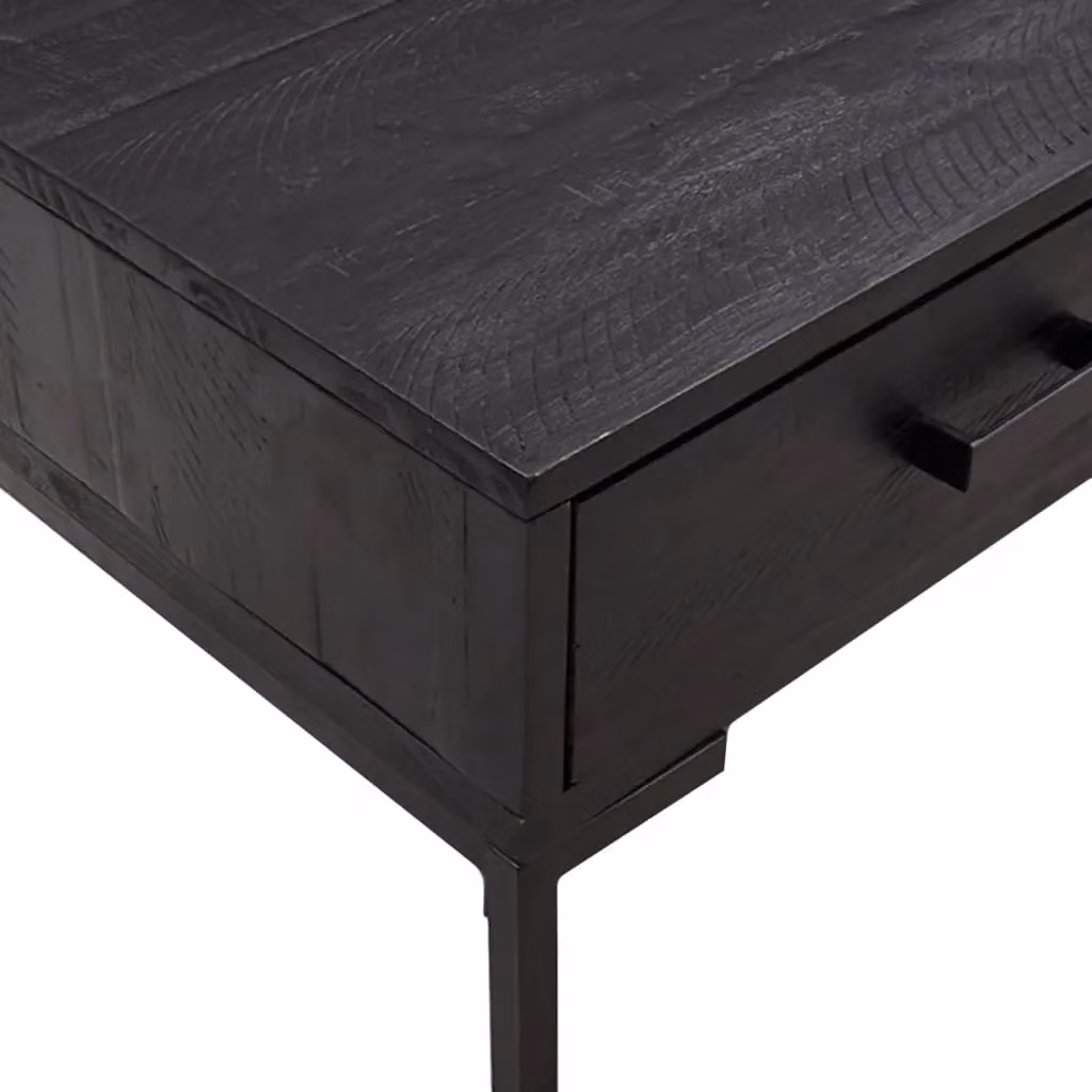 Berkfield Home Industrial Black Rectangular Coffee Table in Solid Pinewood, W/D/H: 90 x 50 x 35 cm – 4