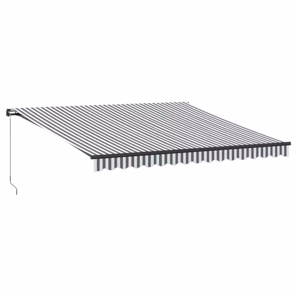 Berkfield Home Manual Retractable Aluminium Awning with LEDs, Anthracite and White, W: 400 cm, D: 300 cm – 2