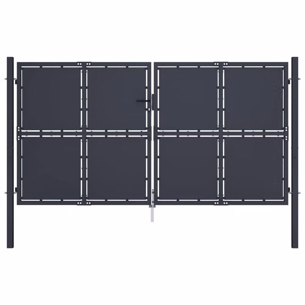 Berkfield Home Steel Swing Garden Gate in Anthracite Grey, W: 300 cm, H: 150 cm – 2