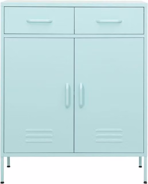 Berkfield Home Steel Storage Cabinet in Green with Hinged Doors and Internal Drawers, W/D/H: 80 x 35 x 101.5 cm
