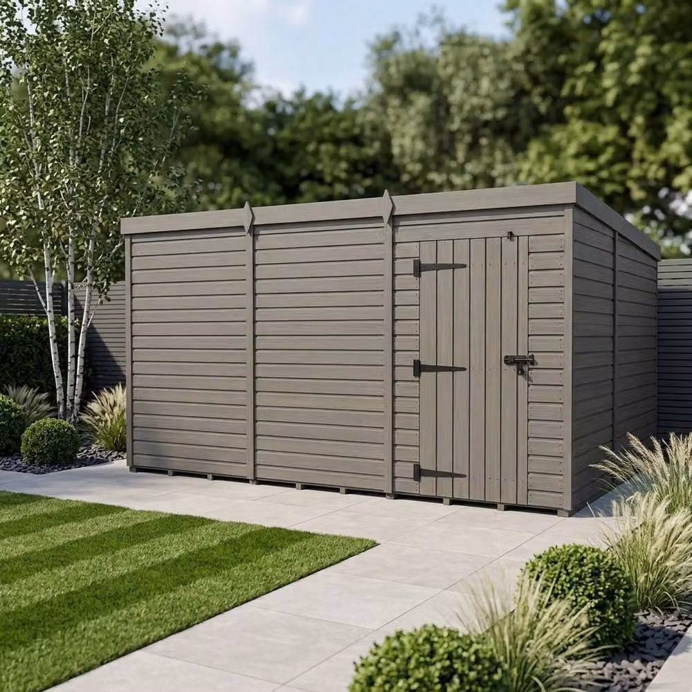 Buttercup Farm Grey Composite Pent Garden Shed with Single Door and No Windows W: 645 cm, D: 274 cm, H: 210 cm – 2