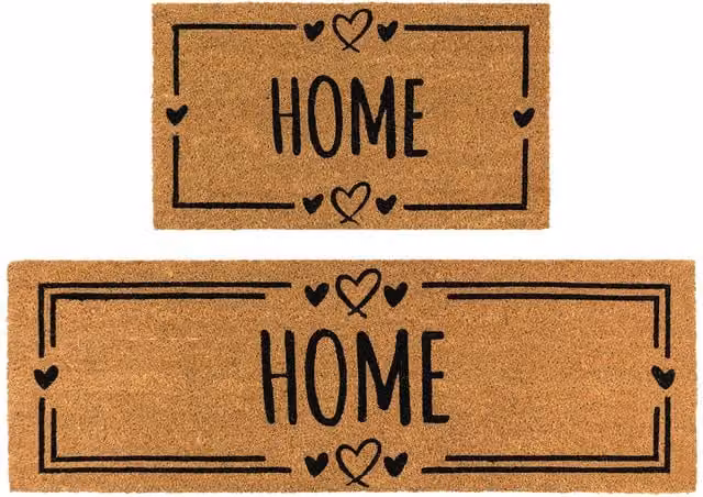 JVL Brown Coir and Rubber Non-Slip Weatherproof Doormat and Runner Set, W/D/H: 40 x 120 x 1.5 cm – 1