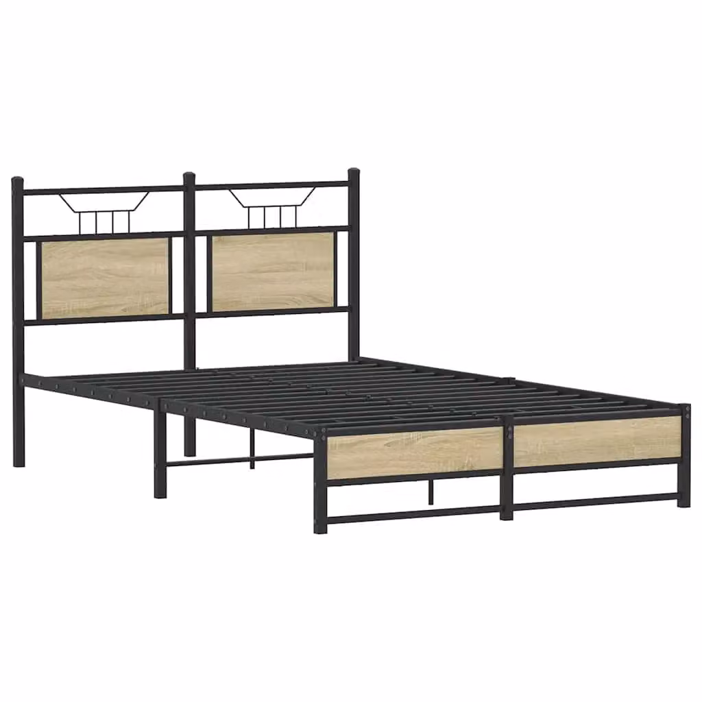 Berkfield Home Small Double Bed Frame in Sonoma Oak and Brown Engineered Wood, W/D/H: 120 x 200 cm – 2