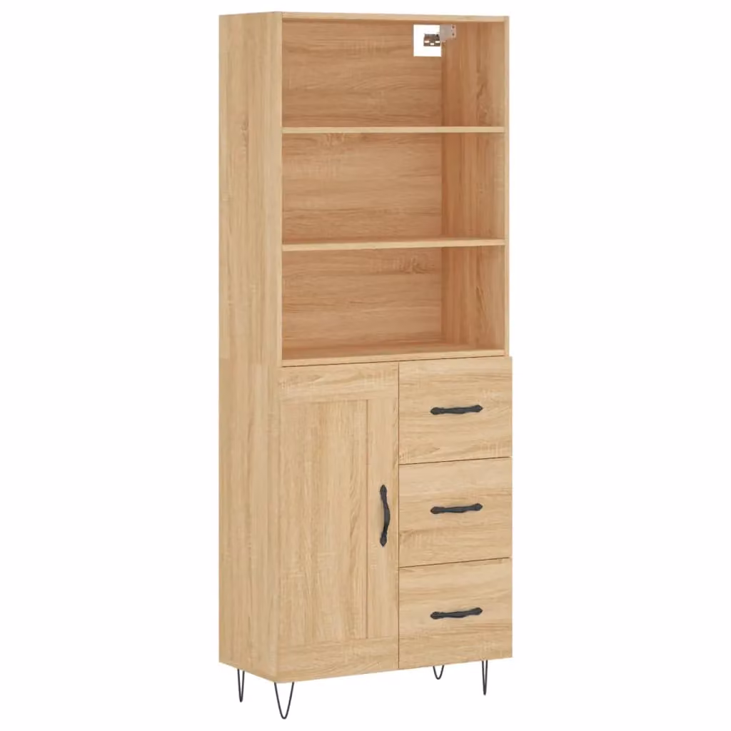 Berkfield Home Sonoma Oak Highboard in Brown, W/D/H: 69.5 x 34 x 180 cm – 2