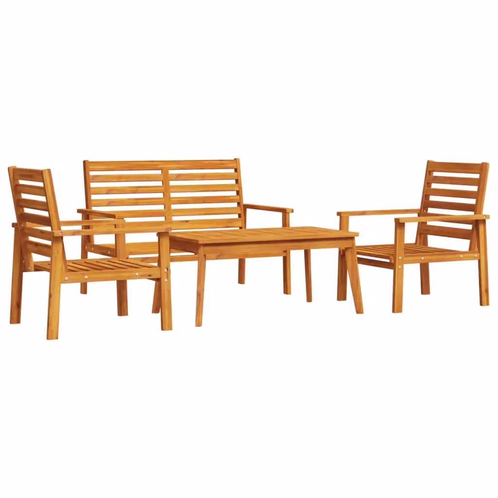 Berkfield Home 4 Piece Modern Garden Lounge Set in Brown Solid Acacia Wood – 2