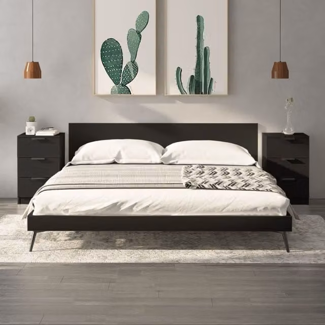 Berkfield Home Set of 2 Black Modern Bedside Cabinets, W/D/H: 40 x 36 x 65 cm – 1