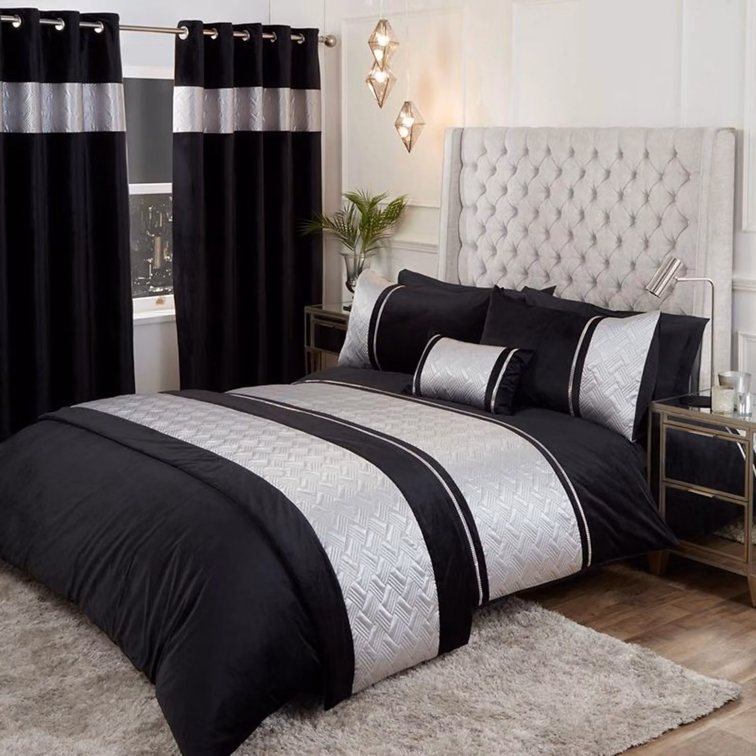 Rapport Home Capri Glamour Boudoir Cushion in Silver and Black, W: 50 cm, H: 30 cm – 2
