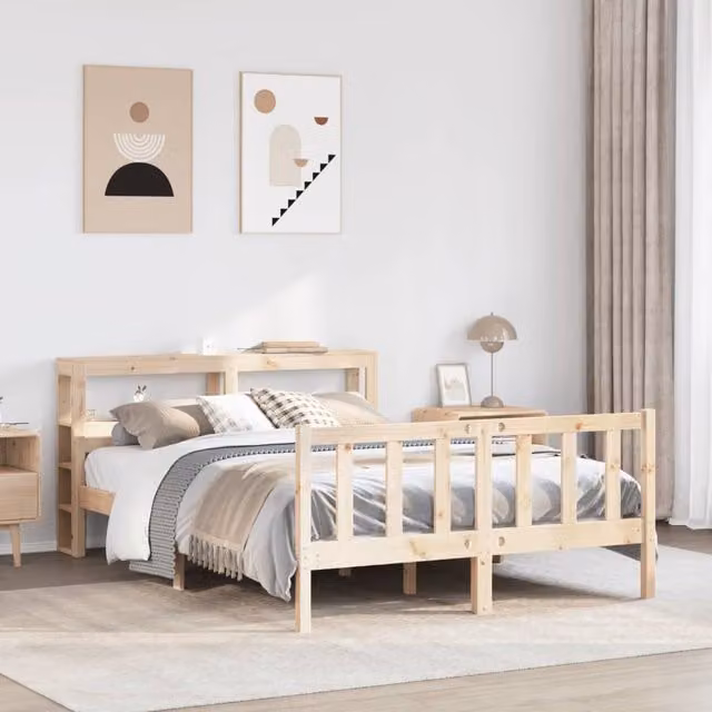 Berkfield Home Rustic Solid Wood Pine Bed Frame in Brown, W/D/H: 160 x 200 cm – 1