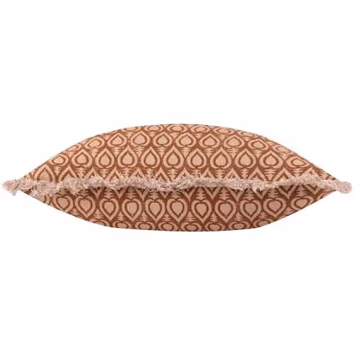 Yard Furn Georgi Geometric Floral Cotton Cushion in Brown with Fringed Trim, W/D/H: 50 x 50 x 50 cm – 2