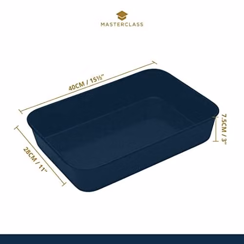 MasterClass Vitreous Enamel Rectangular Roasting Pan, Black, W: 40 cm, D: 28 cm – 2