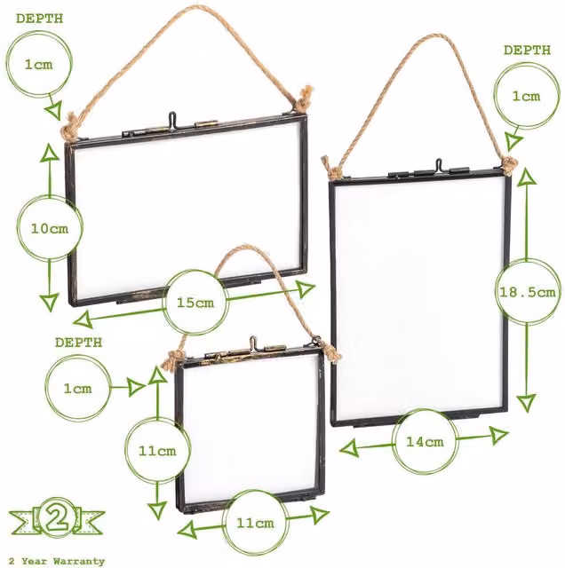 Nicola Spring Industrial Hanging Metal Gallery Set in Black