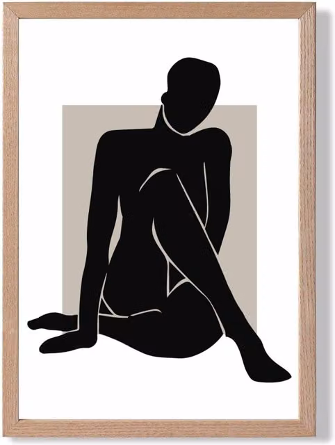 ARTZE Matisse Abstract Nude Beige and Black Framed Paper Poster with Oak Frame – 1