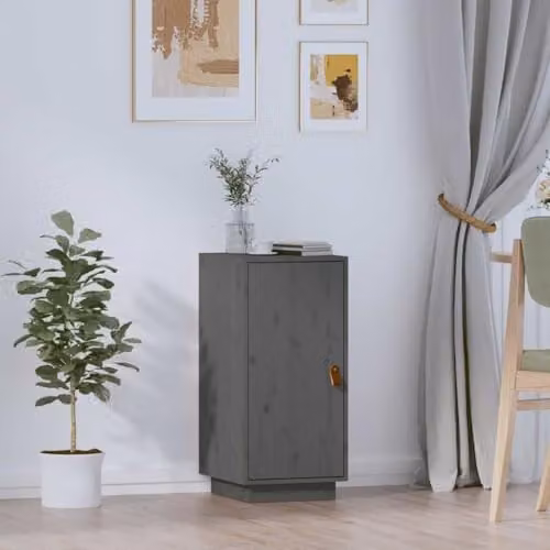 vidaXL Grey Solid Wood Pine Sideboard W/D/H: 34 x 40 x 75 cm – 2