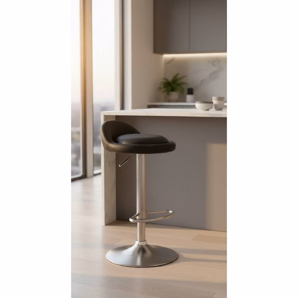 netfurniture Cayshon Modern Brushed Black Metal Kitchen Bar Stool – 2