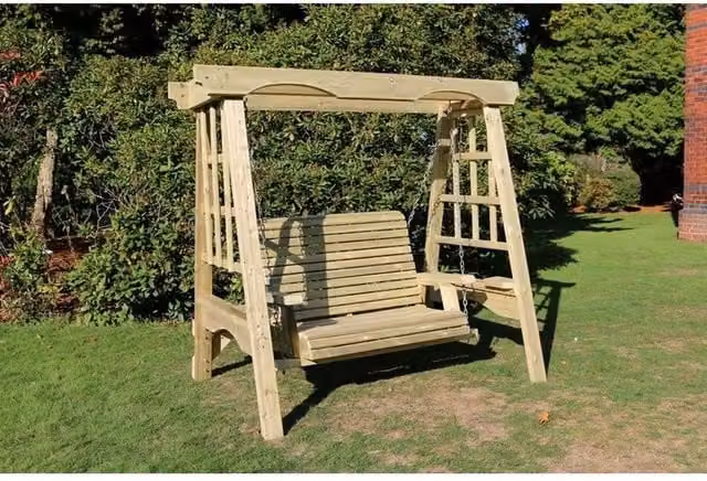Churnet Valley Garden Furniture Ltd Cottage 2-Seater Swing Seat in Brown with Weatherproof Cushions