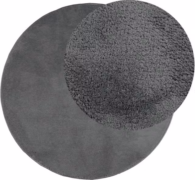 Berkfield Home Oviedo Round Short Pile Rug in Anthracite Grey, Diameter: 200 cm