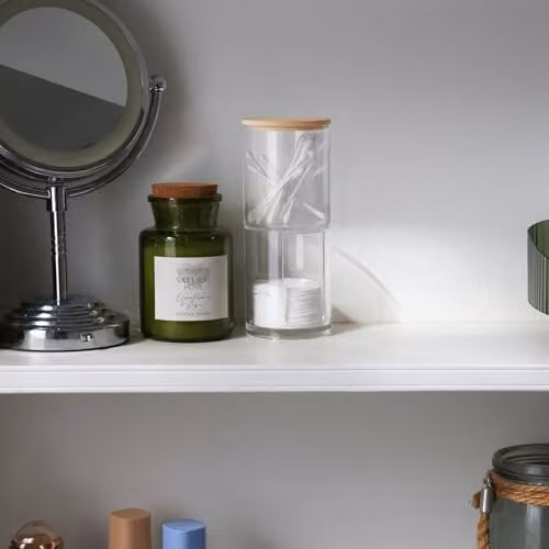 Harbour Housewares Stackable Plastic Bathroom Canister with Bamboo Lid in Transparent – 2