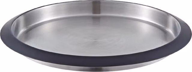 Buckingham Round Stainless Steel Serving Bar Tray, Black, Diameter: 35 cm