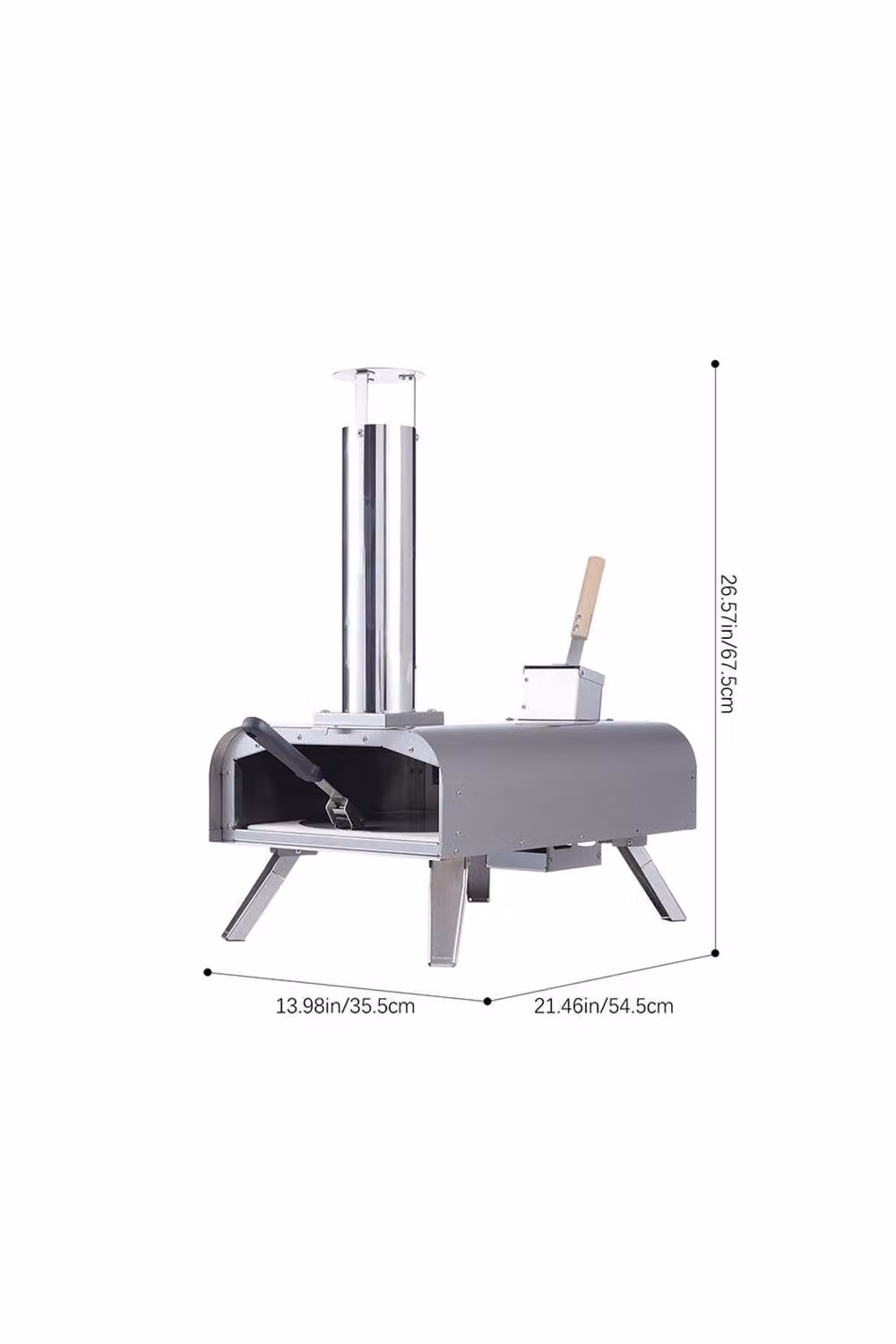Living and Home 12-inch Outdoor Stainless Steel Stone-baked Pellet Pizza Oven in Silver W/D/H: 67.5 x 54.5 x 30.48 cm – 2