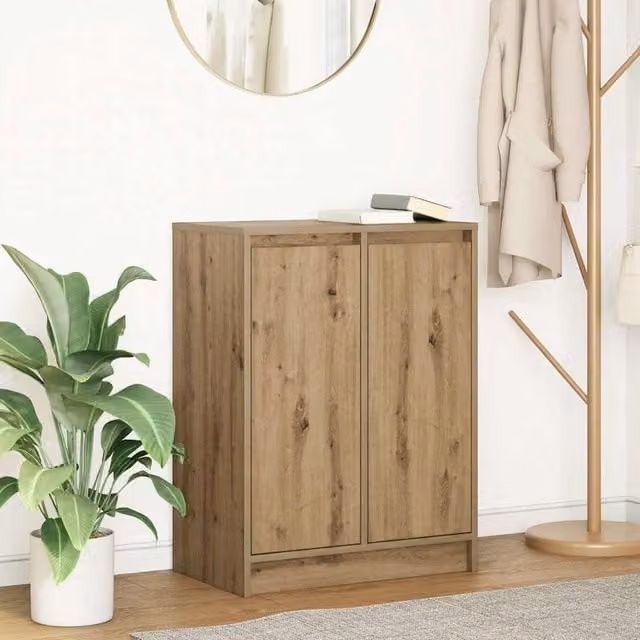 Berkfield Home Artisan Oak Sideboard in Brown, W: 57 cm, D: 34 cm, H: 76 cm