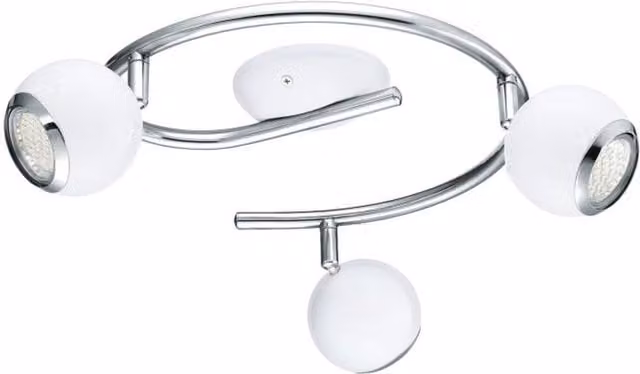 Eglo Bimeda Modern Three Light Adjustable Metal Ceiling Light in White and Chrome