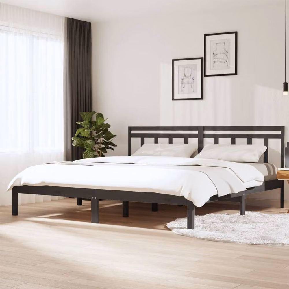 Berkfield Home Beautiful Bed Frame in Grey Solid Pine, W/D/H: 200 x 100 x 206 cm – 2