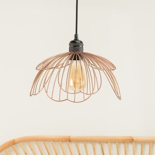 ValueLights Modern Metal Flower Ceiling Pendant Light Shade in Pink and Copper